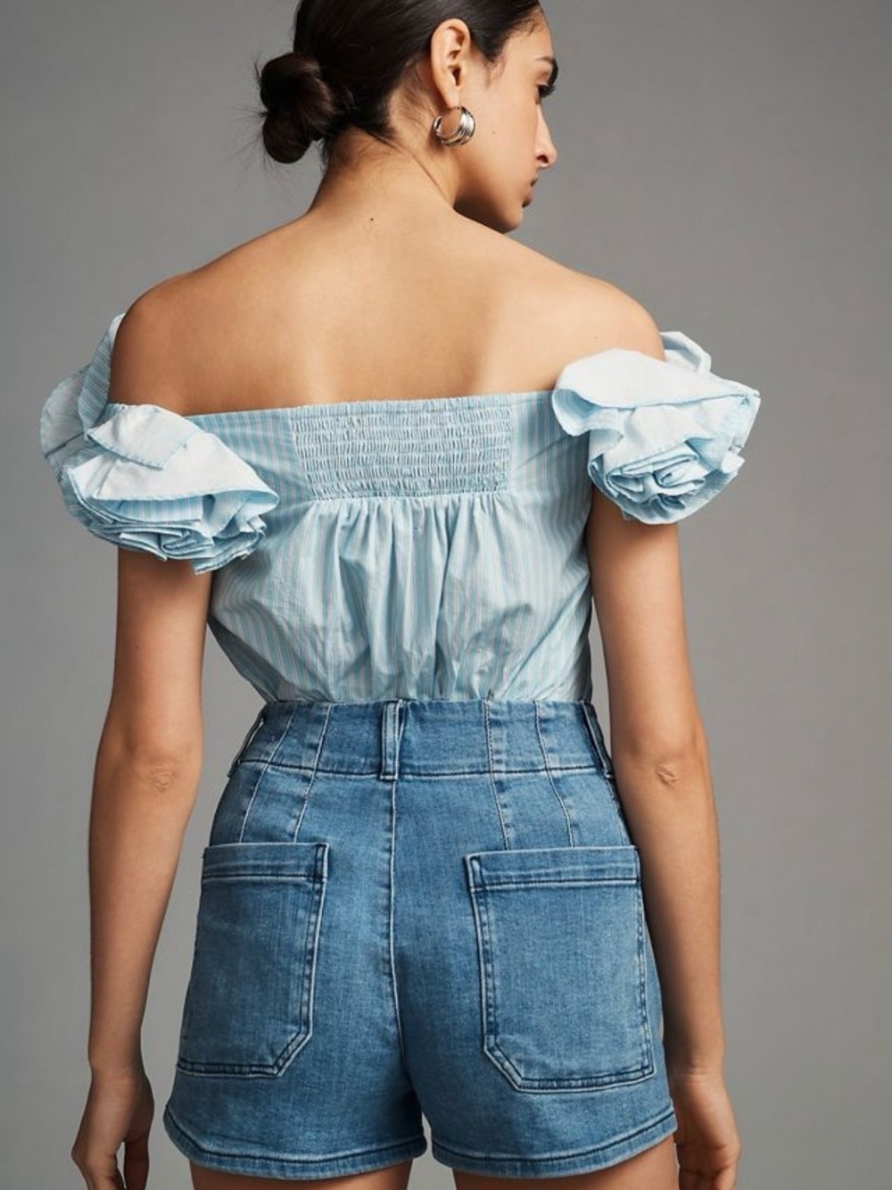 Maeve Anthropologie Colette High Rise Denim Shorts Patch Pocket
